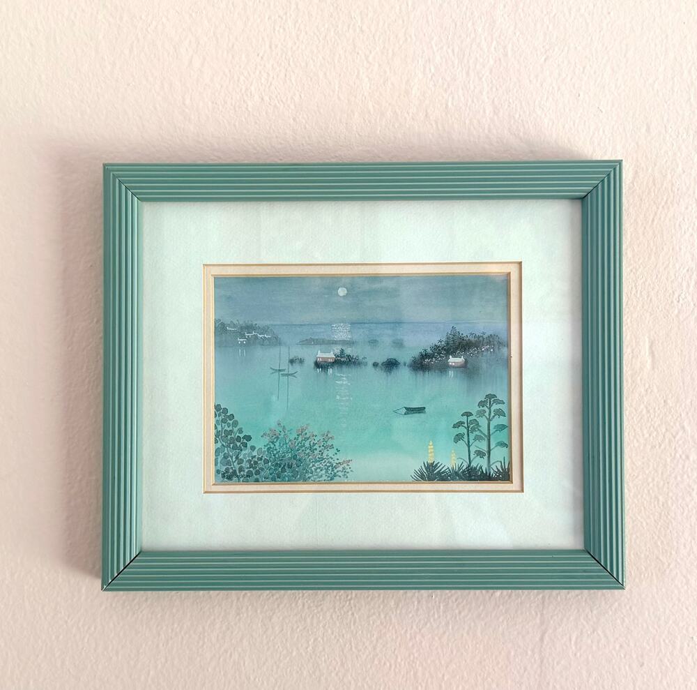 Vintage 1980s Diana Higginbotham Signed Bermuda Print Framed Watercolor Coastal